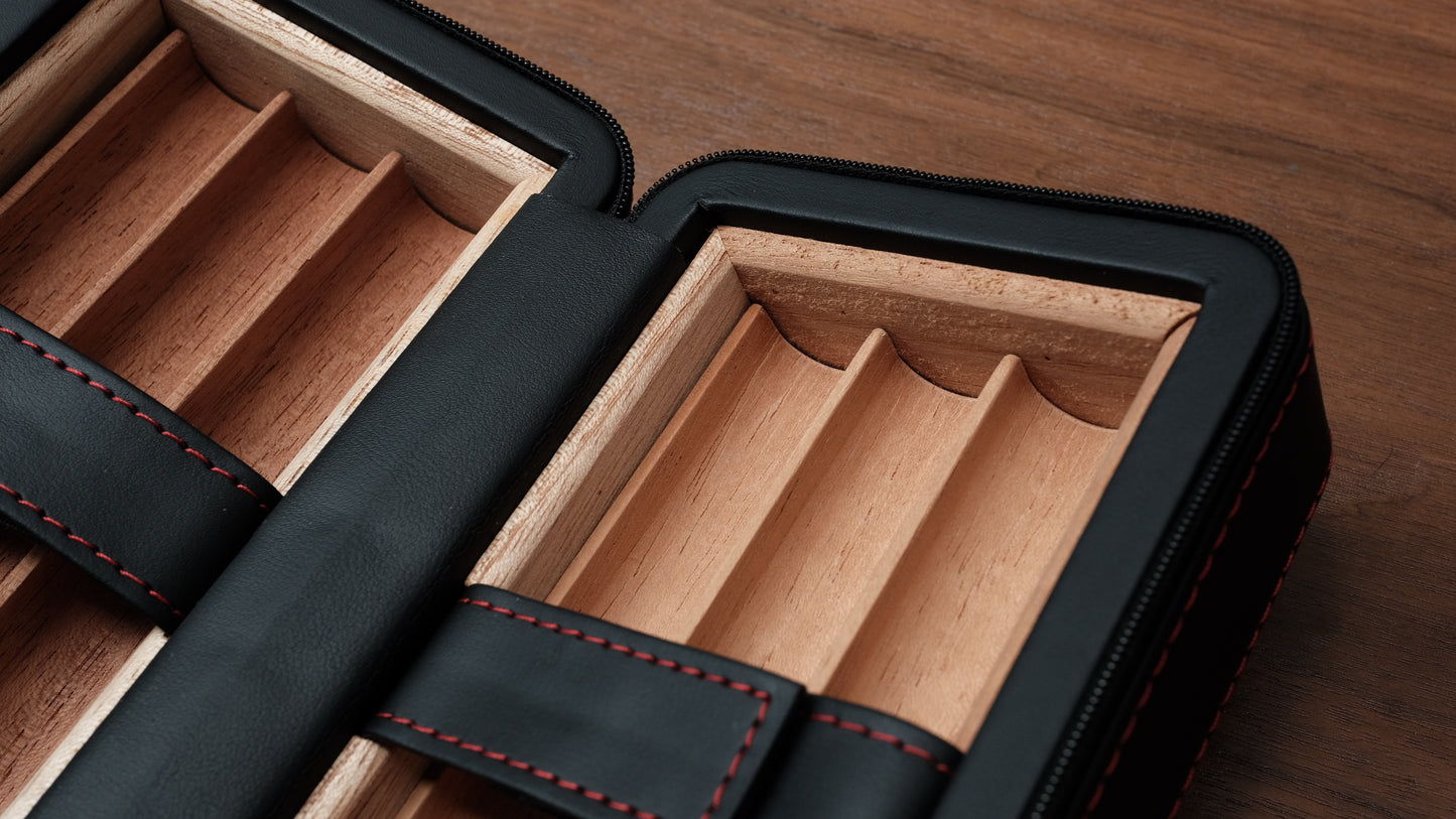 Cigarol Black and Red Travel Humidor