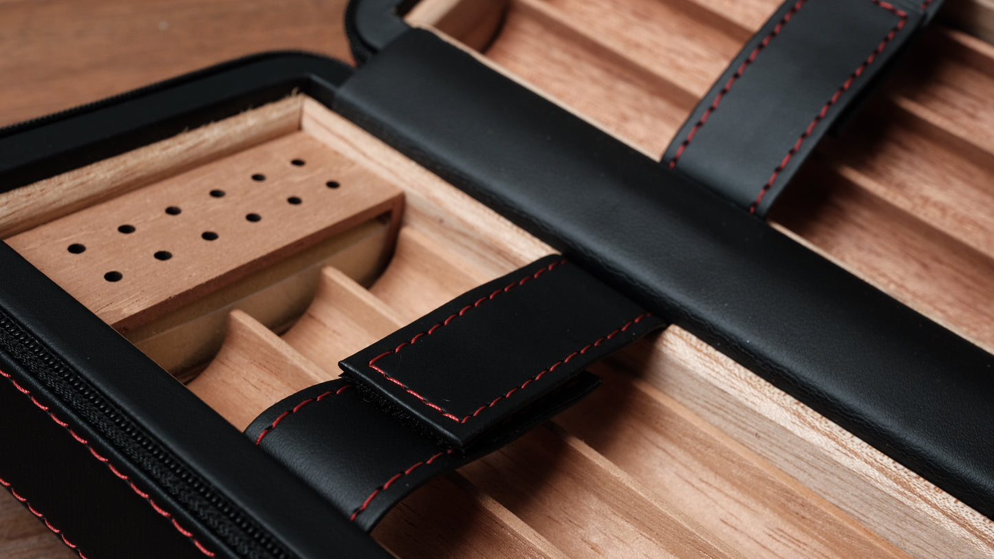 Cigarol Black and Red Travel Humidor