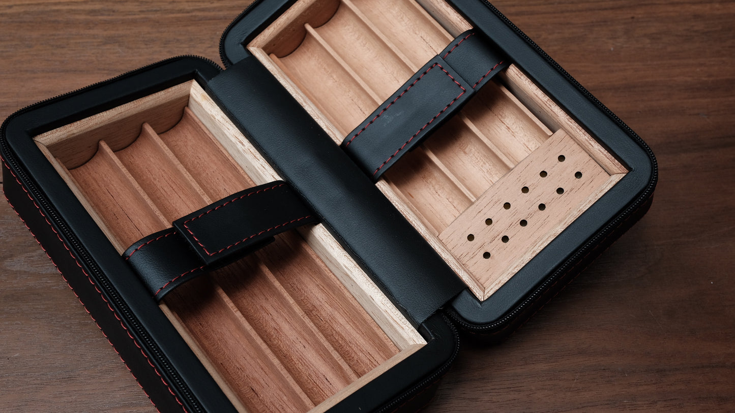 Cigarol Black and Red Travel Humidor